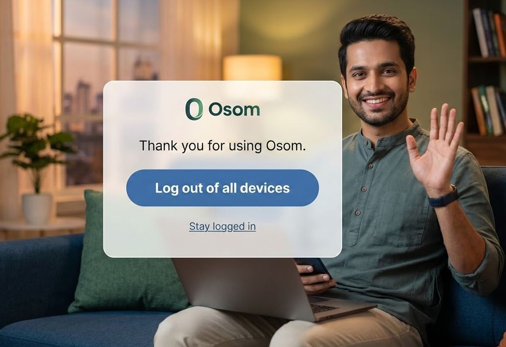Osom खाते से सुरक्षित रूप से लॉग आउट करने की प्रक्रिया